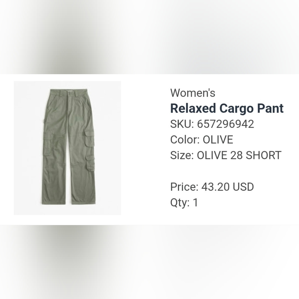 Abercrombie & Fitch | Women's Olive Cargo Pants | Size 28s/6s